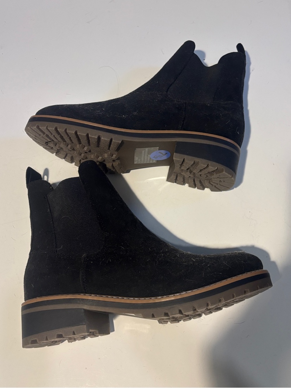 Kensie Black Suede Chelsea Boots with Tan Accent